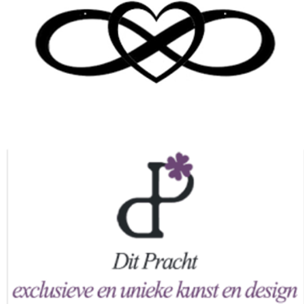 046 - Metalen goudkleurig Hart / Infinity symbool: 130cm breed.